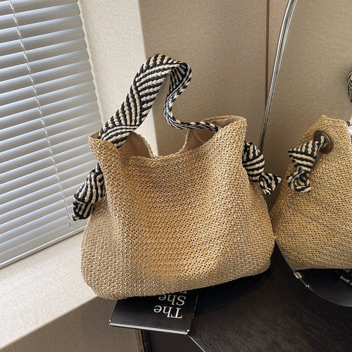 Large Woven Straw Tote – Women’s Beach Shoulder Bag, Vacation Handbag & Crossbody Purse