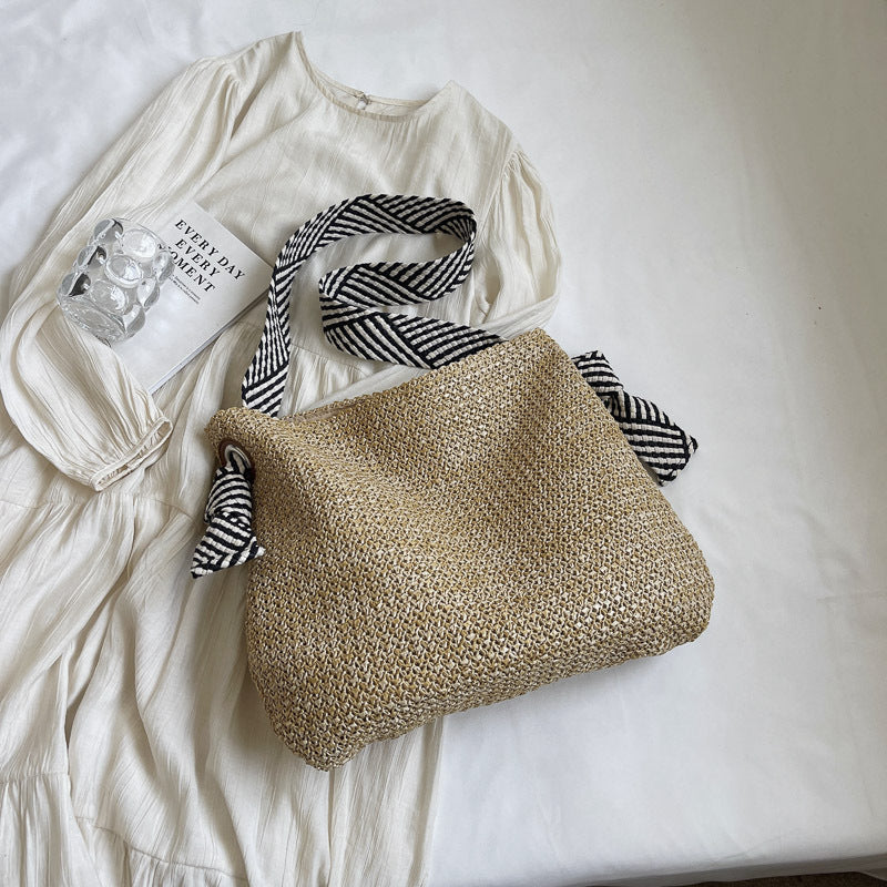 Large Woven Straw Tote – Women’s Beach Shoulder Bag, Vacation Handbag & Crossbody Purse