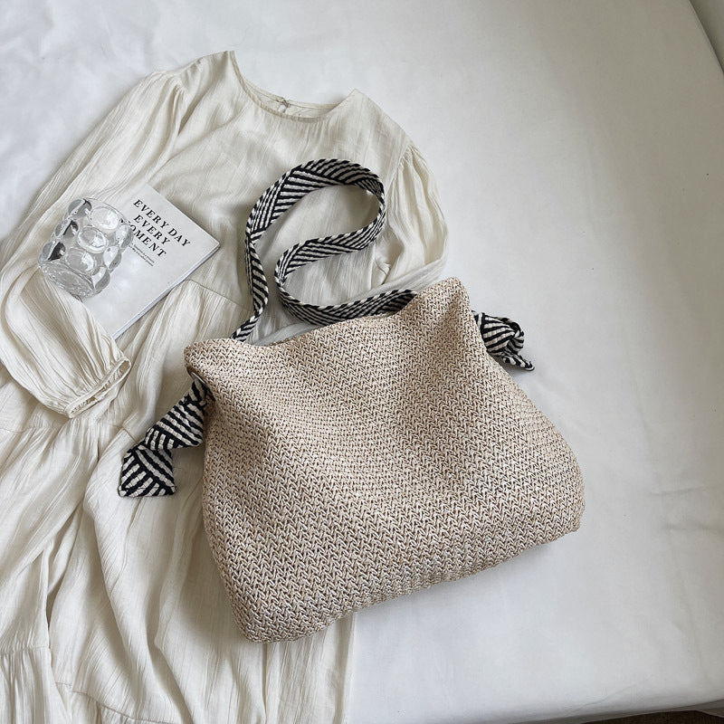 Large Woven Straw Tote – Women’s Beach Shoulder Bag, Vacation Handbag & Crossbody Purse